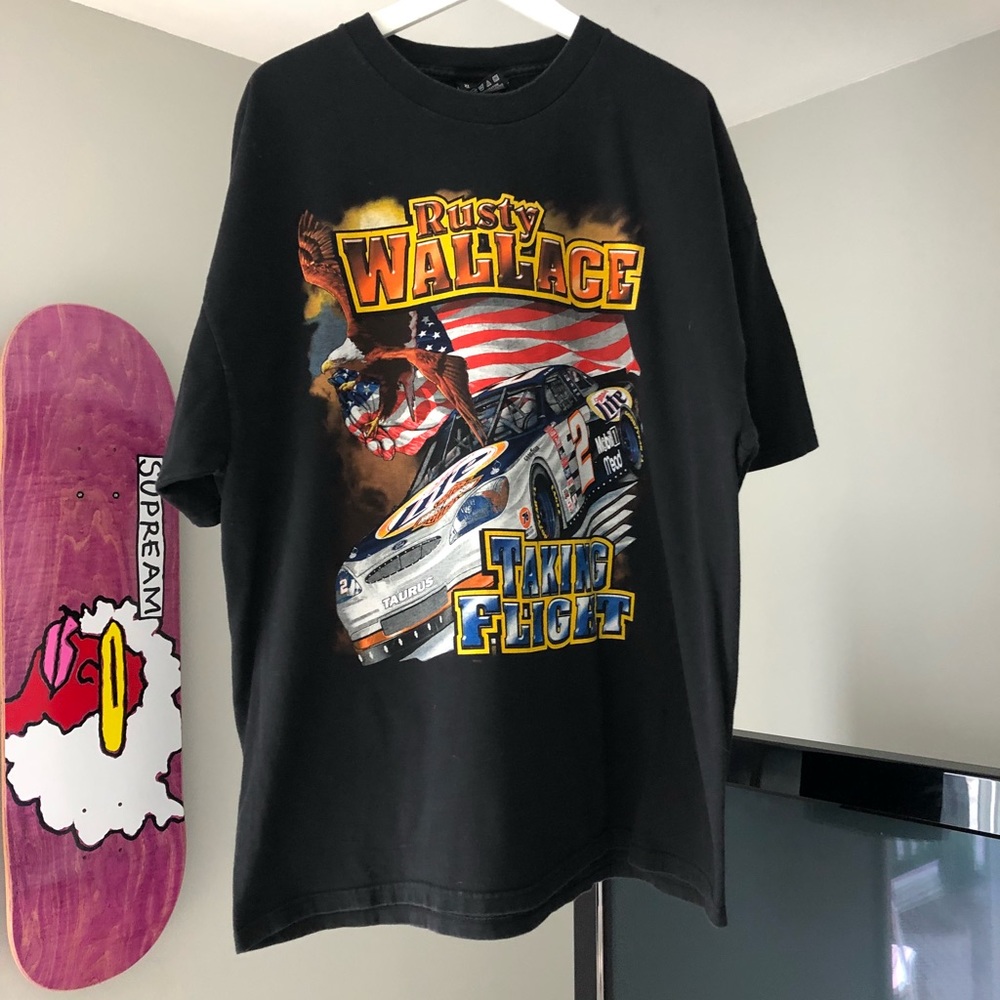 Vintage Rusty Wallace NASCAR Double Sided T-Shirt